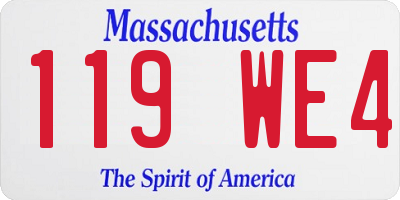 MA license plate 119WE4