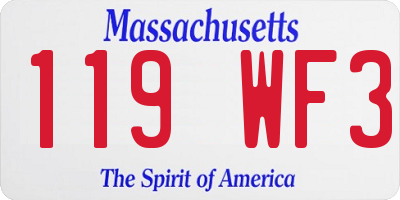 MA license plate 119WF3
