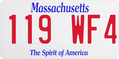 MA license plate 119WF4
