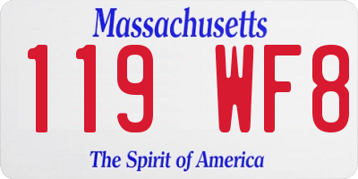 MA license plate 119WF8