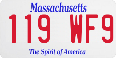 MA license plate 119WF9