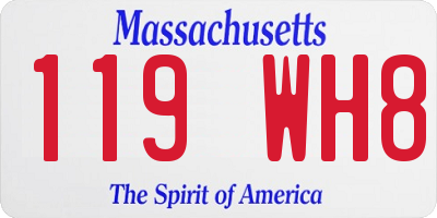MA license plate 119WH8