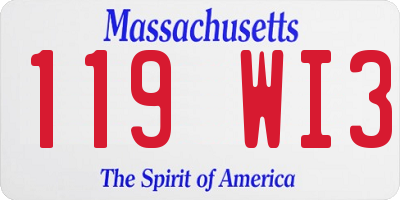 MA license plate 119WI3