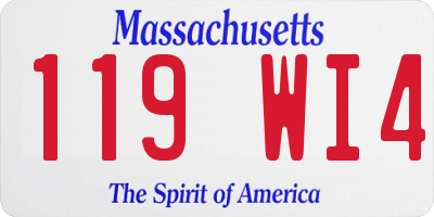 MA license plate 119WI4