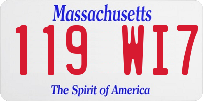 MA license plate 119WI7