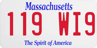 MA license plate 119WI9