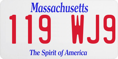 MA license plate 119WJ9