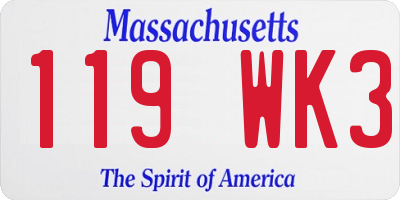 MA license plate 119WK3