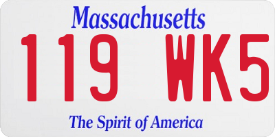 MA license plate 119WK5