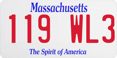 MA license plate 119WL3