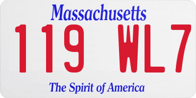 MA license plate 119WL7