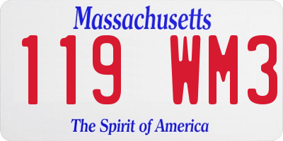 MA license plate 119WM3