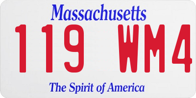 MA license plate 119WM4