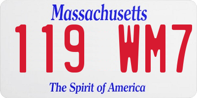 MA license plate 119WM7