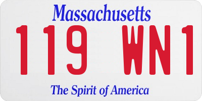 MA license plate 119WN1