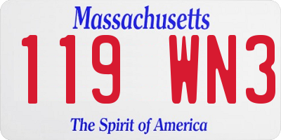 MA license plate 119WN3