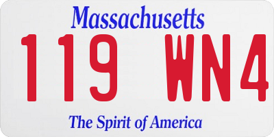 MA license plate 119WN4