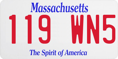MA license plate 119WN5
