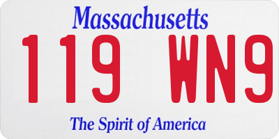MA license plate 119WN9