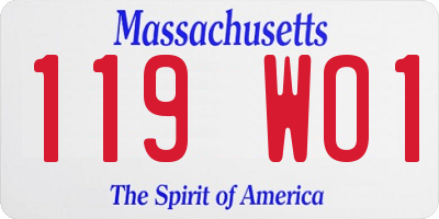 MA license plate 119WO1