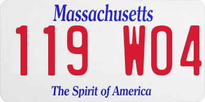 MA license plate 119WO4