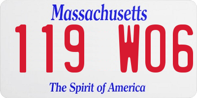 MA license plate 119WO6