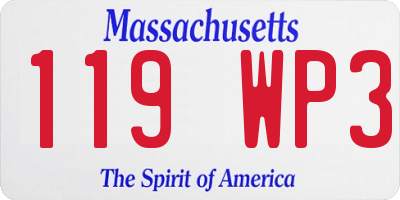 MA license plate 119WP3