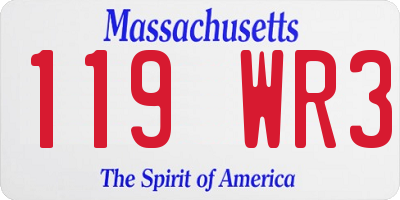 MA license plate 119WR3