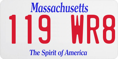 MA license plate 119WR8