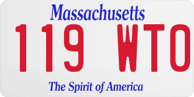 MA license plate 119WT0