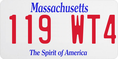 MA license plate 119WT4