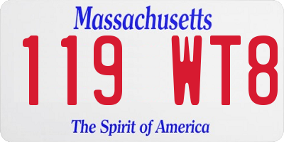 MA license plate 119WT8