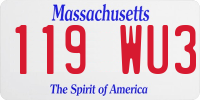 MA license plate 119WU3
