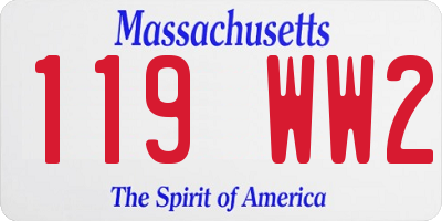 MA license plate 119WW2