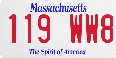 MA license plate 119WW8