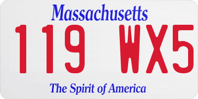 MA license plate 119WX5