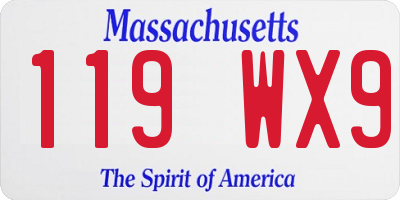 MA license plate 119WX9