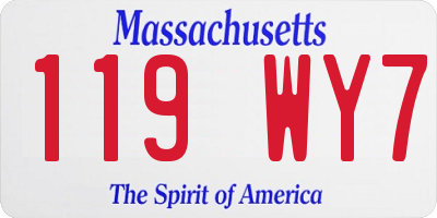 MA license plate 119WY7