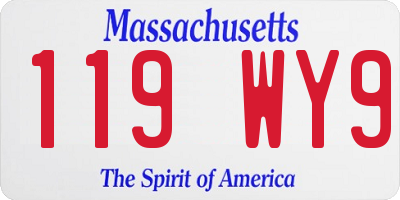 MA license plate 119WY9