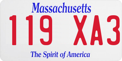 MA license plate 119XA3
