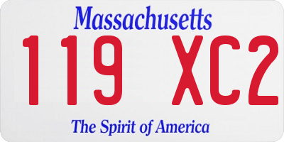 MA license plate 119XC2