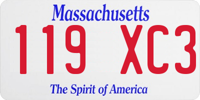 MA license plate 119XC3