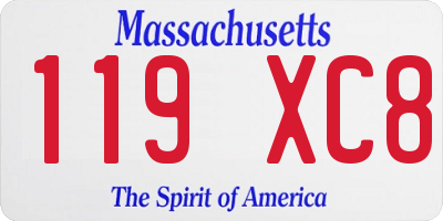 MA license plate 119XC8