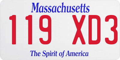 MA license plate 119XD3