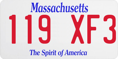 MA license plate 119XF3