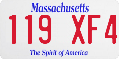 MA license plate 119XF4