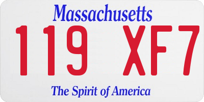 MA license plate 119XF7