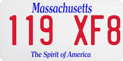 MA license plate 119XF8