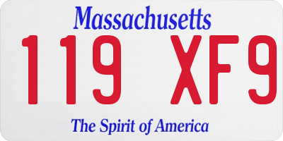 MA license plate 119XF9