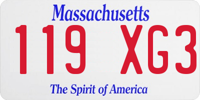 MA license plate 119XG3